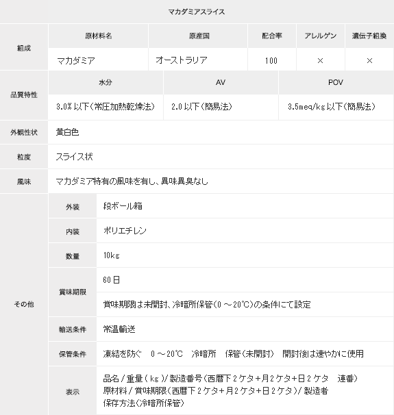 マカダミアスライス